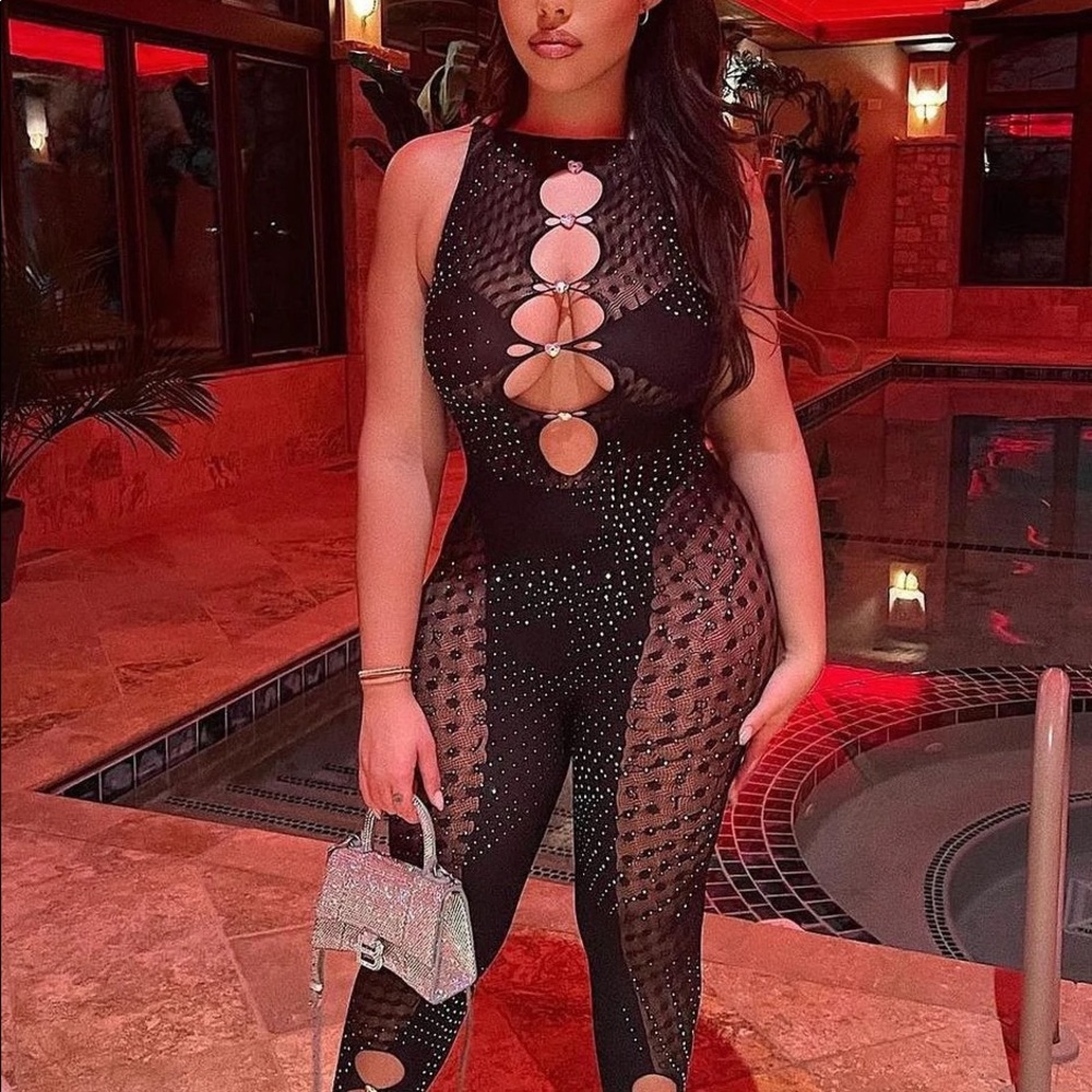 Poster girl rhinestoned Janice jumpsuit